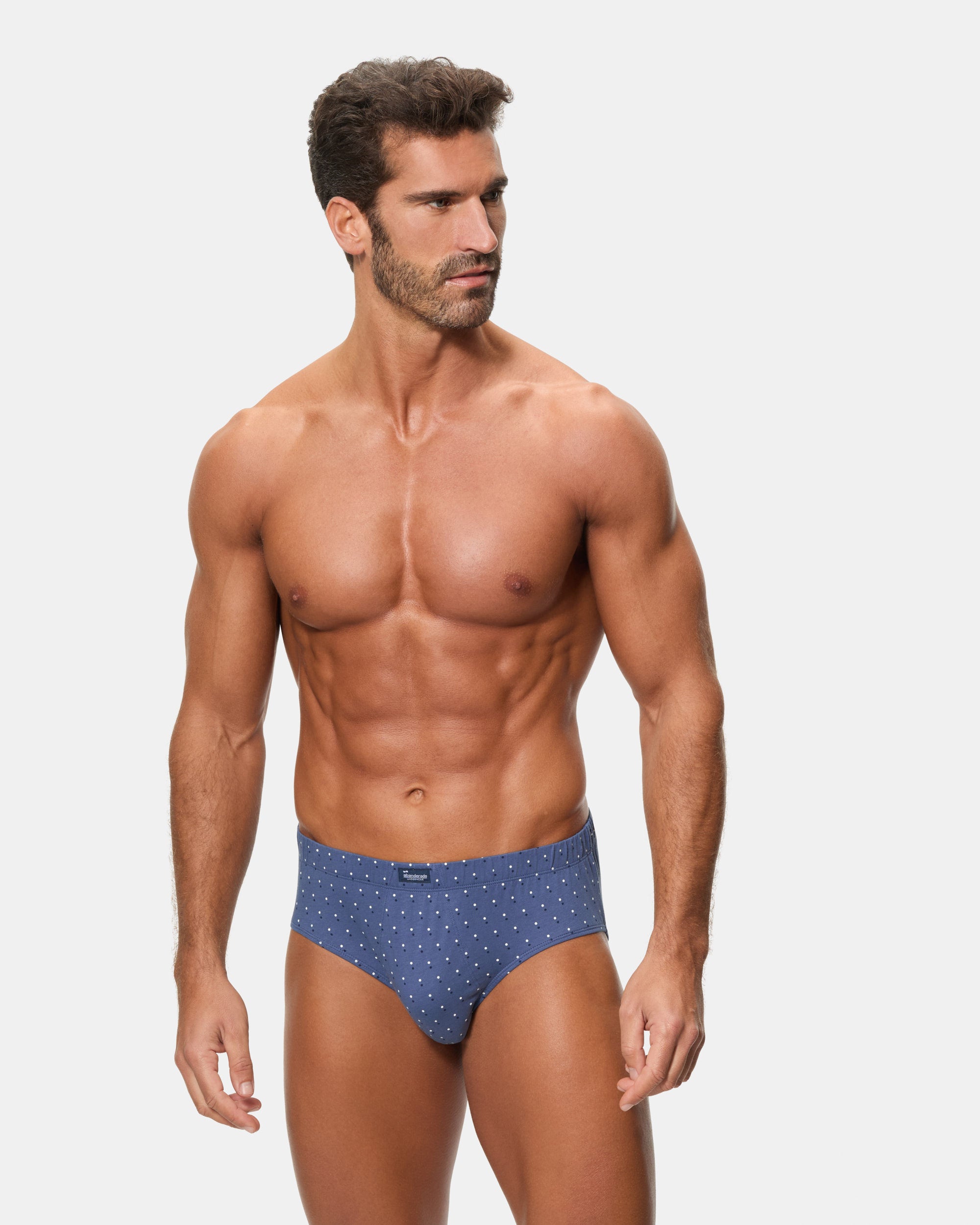 Abanderado Pack 3 Slips Semicortos Algodón 100% Estampados azul palma y puntos hombre