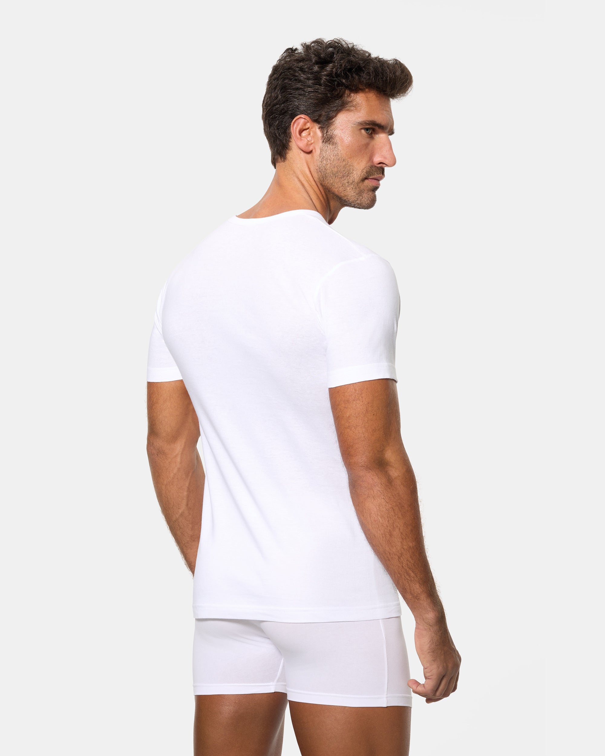 Abanderado Camiseta Manga Corta Cuello Pico Algodón 100% blanca hombre