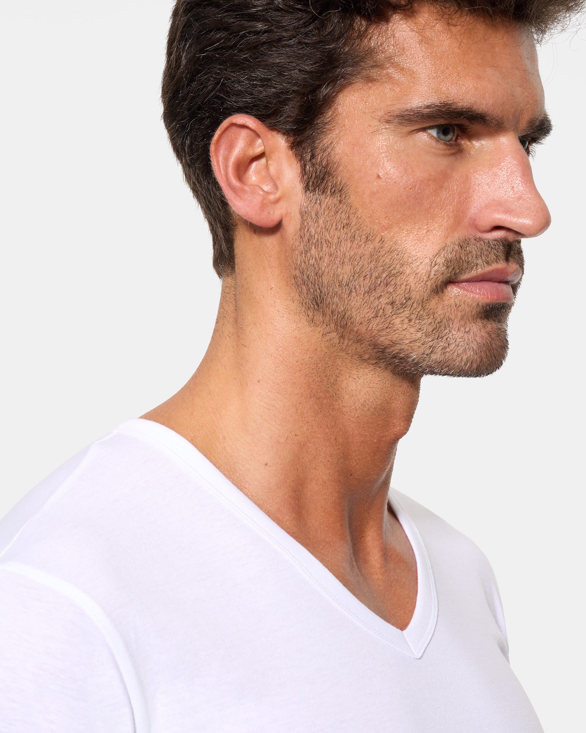 Abanderado Camiseta Manga Corta Cuello Pico Algodón 100% blanca hombre