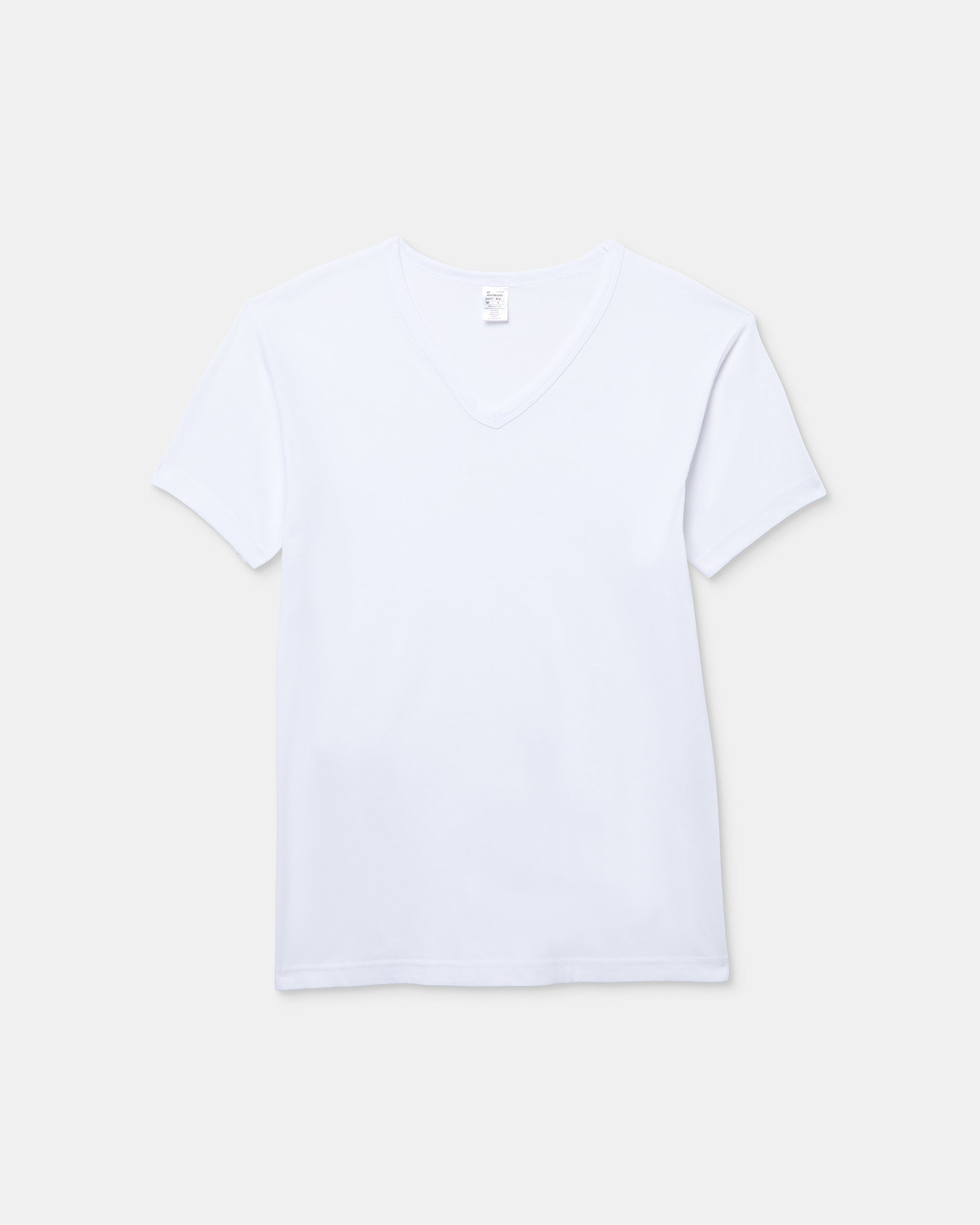 Abanderado Camiseta Manga Corta Cuello Pico Algodón 100% blanca hombre