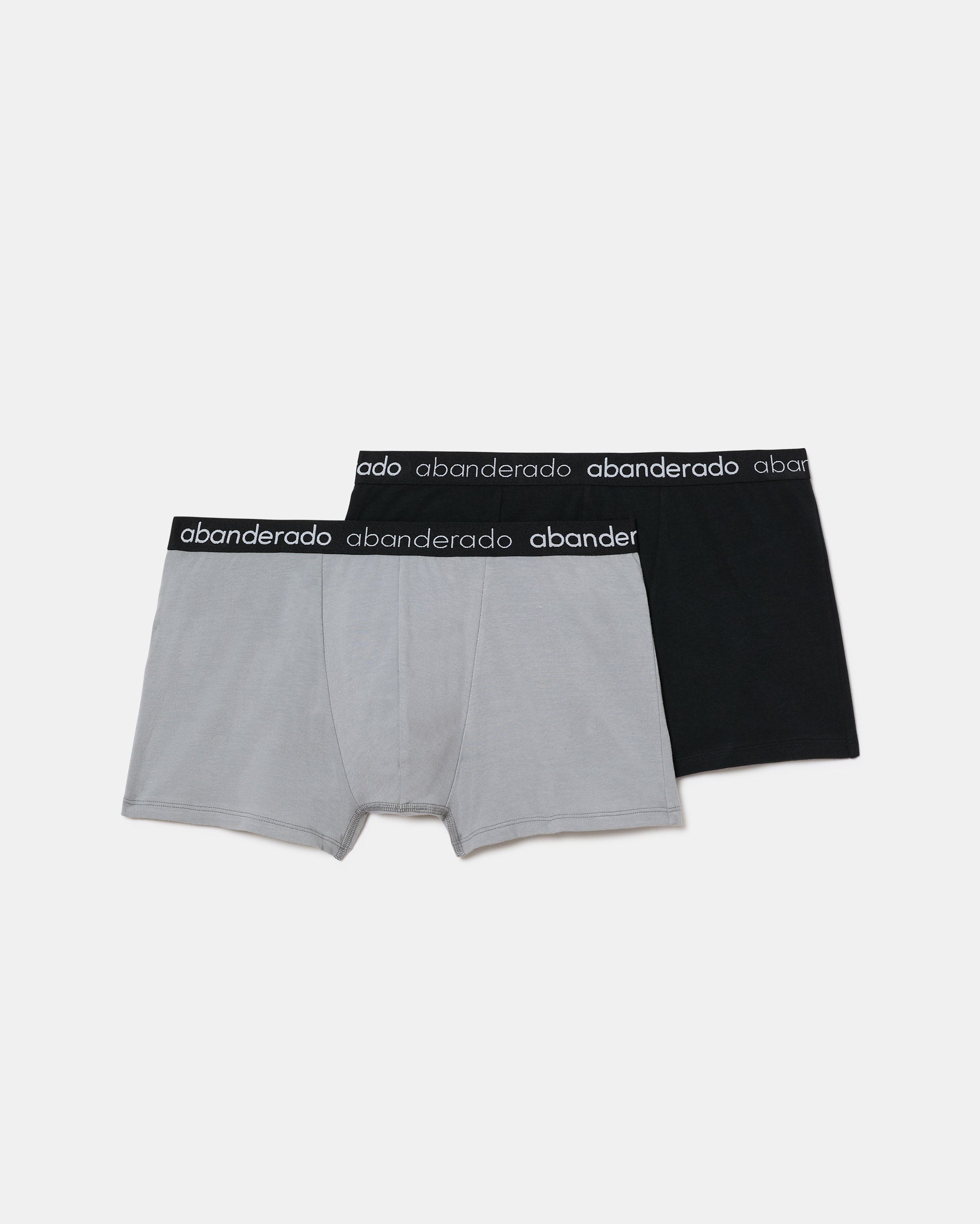 Abanderado Pack 2 Bóxers Algodón Elástico cinturilla goma azul gris y negro hombre