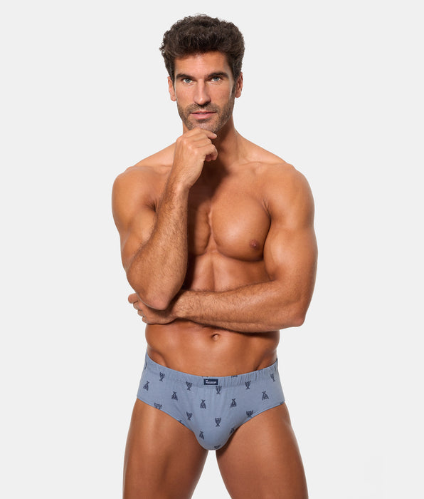 Abanderado Pack 3 Slips Semicortos Algodón 100% Estampados gris y kaki hombre