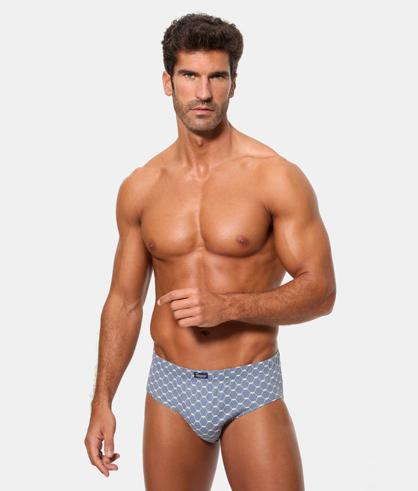 Abanderado Pack 3 Slips Semicortos Algodón 100% Estampados gris y kaki hombre
