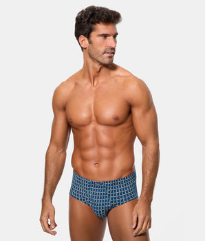 Pack 3 Slips Abiertos Algodón 100% Estampados azul poseidón hombre