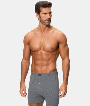 Pack 2 Bóxers Abiertos Algodón 100% Estampados gris con puntitos y cuadros hombre