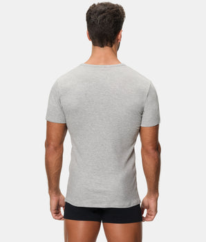 Camiseta Térmica Manga Corta Cuello Pico Algodón 100% gris oscuro hombre