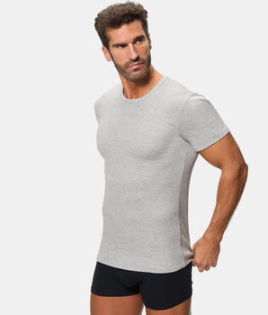 Camiseta Térmica Manga Corta Cuello Redondo Algodón 100% gris oscuro hombre