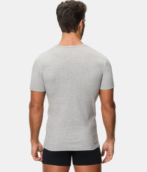 Camiseta Térmica Manga Corta Cuello Redondo Algodón 100% gris oscuro hombre