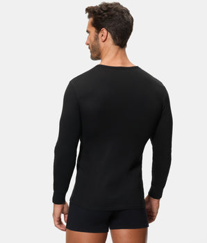 Camiseta Térmica Manga Larga Cuello Redondo Algodón 100% negra hombre