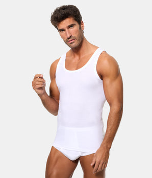 Camiseta de Tirantes Corte Clásico Tejido Canalé Algodón 100% blanca hombre