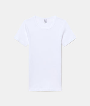 Camiseta Junior Manga Corta Corte Clásico Tejido Canalé Algodón 100% blanca niño