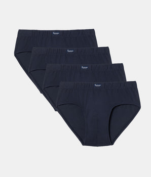 Pack 4 Slip Semicorto Algodón 100% azul marino hombre