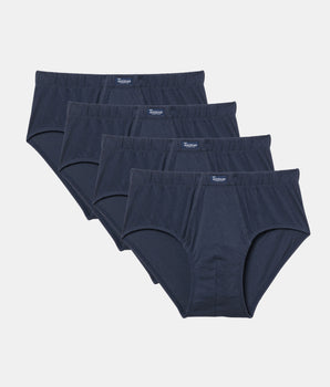 Pack 4 Slip Abierto Algodón 100% azul marino hombre