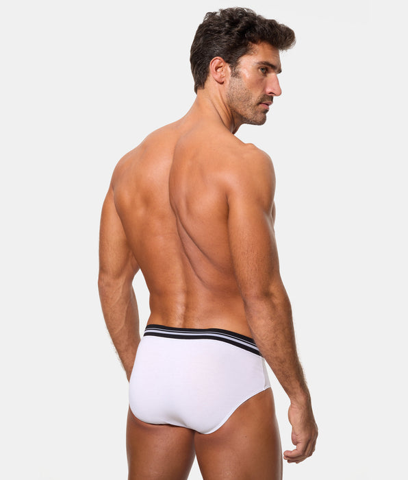 Abanderado Slip Cerrado Técnico Cintura Extra Suave Algodón Elástico blanco hombre