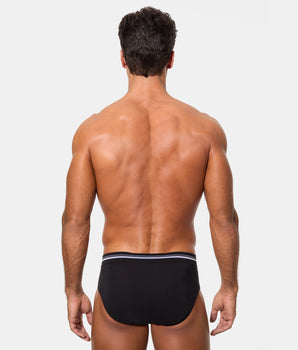 Slip Cerrado Técnico Cintura Extra Suave Algodón Elástico negro hombre