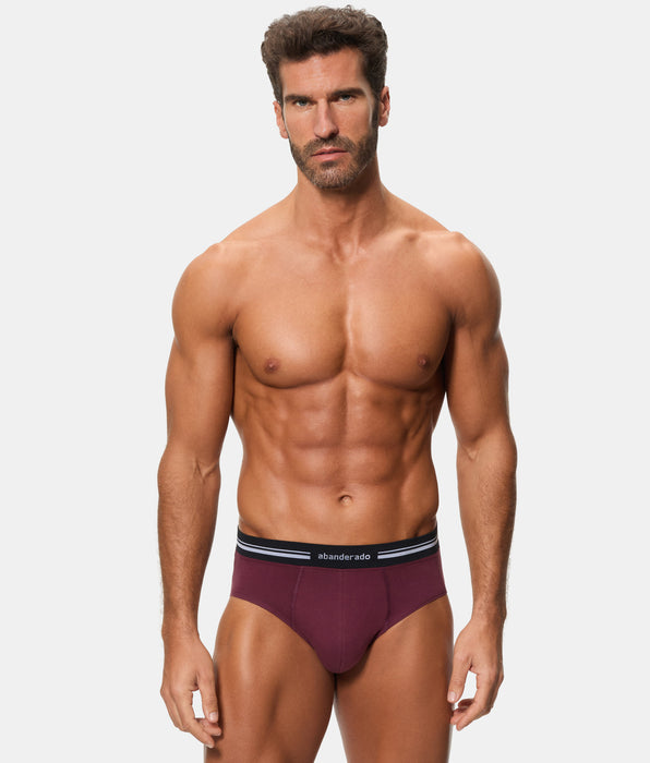 Abanderado Slip Cerrado Técnico Cintura Extra Suave Algodón Elástico ciruela hombre