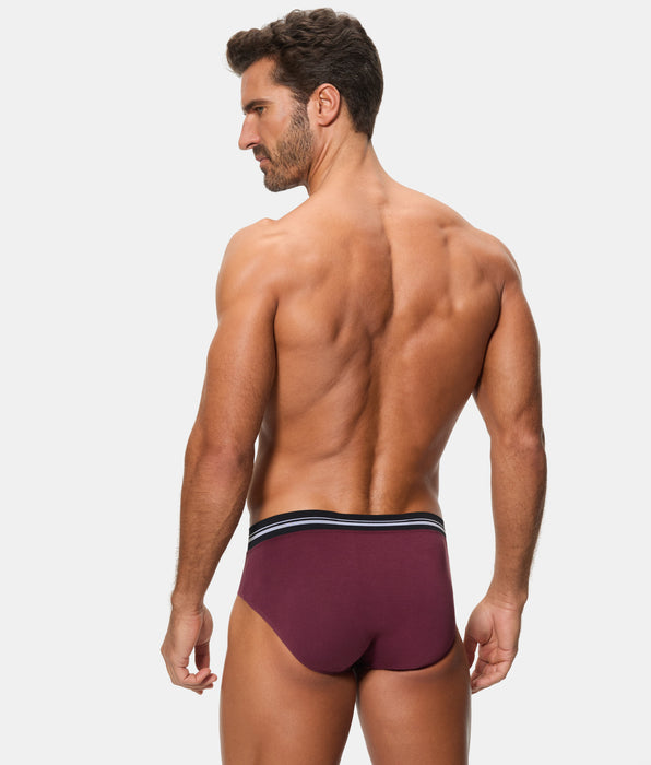 Abanderado Slip Cerrado Técnico Cintura Extra Suave Algodón Elástico ciruela hombre