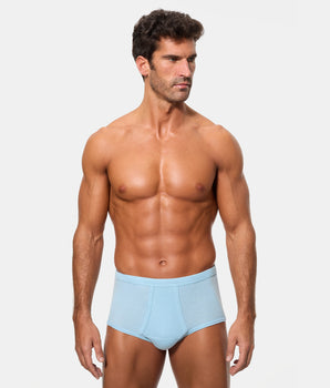 Braslip Abierto Clásico Canalé Algodón 50% Poliester 50% azul claro hombre