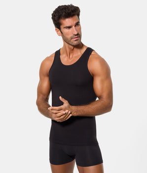 Camiseta de Tirantes Tecnología Termorreguladora Regul'activ Algodón Elástico negra hombre