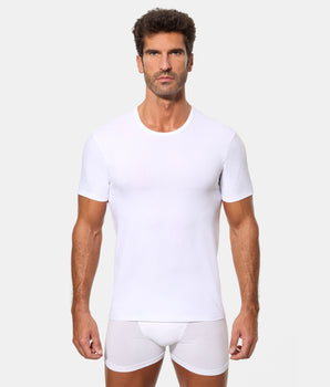 Camiseta de Manga Corta Cuello Redondo Tecnología Termorreguladora Regul'activ Algodón Elástico blanca hombre