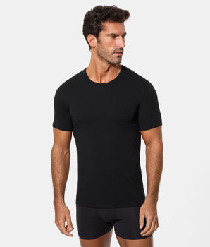 Camiseta de Manga Corta Cuello Redondo Tecnología Termorreguladora Regul'activ Algodón Elástico negra hombre