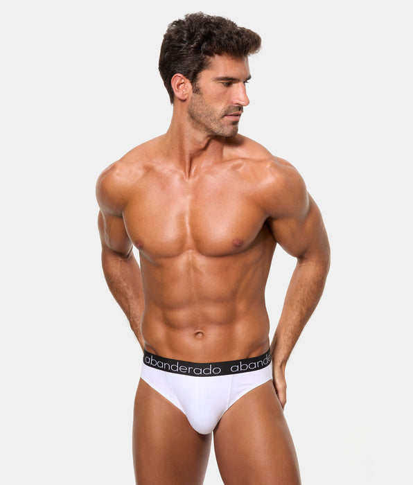 Abanderado Pack 2 Slips Algodón Elástico cinturilla goma blancos hombre