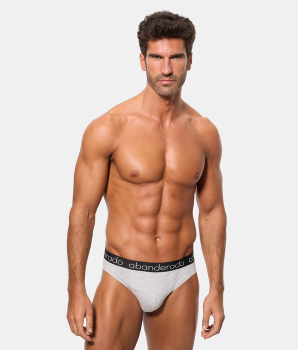 Abanderado Pack 2 Slips Algodón Elástico cinturilla goma blanco y gris vigoré hombre