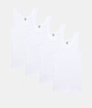 Pack 4 Camisetas de Tirantes Clásico Algodón 100% blanca hombre
