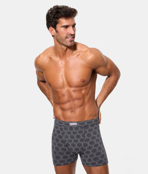 Pack 2 Bóxers Cerrados 100% Algodón Multipack Estilo azul y gris estampado geométrico hombre
