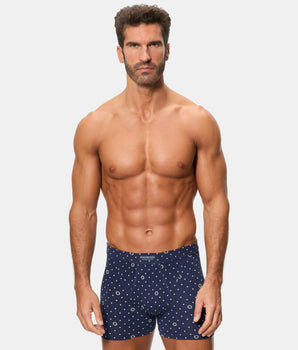 Pack 2 Bóxers Abiertos 100% Algodón Multipack Estilo azul granate logo hombre