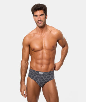 Pack 2 Slips Cerrados 100% Algodón Multipack Estilo azul y gris estampado geométrico hombre