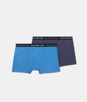Pack 2 Bóxers Algodón Elástico cinturilla goma azul grisáceo y azul hombre